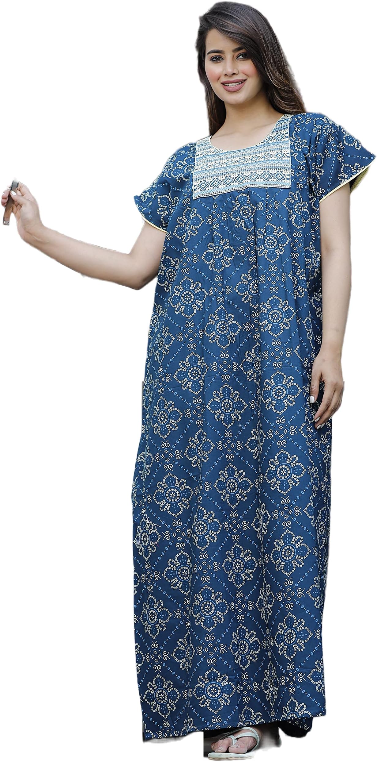 Cotton Embroidery Nighty for Womens/Girls (Z8)