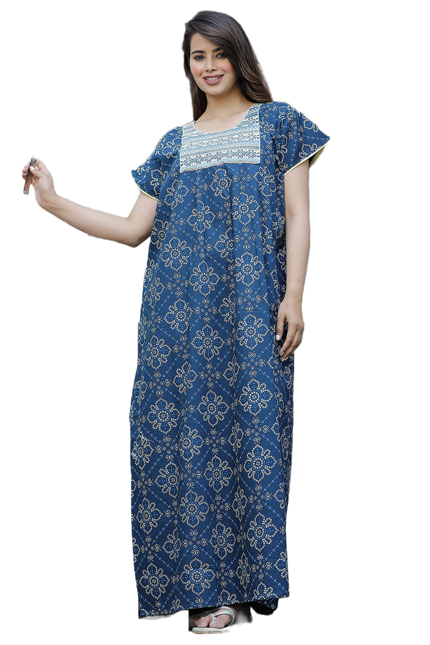 G4GirlCotton Embroidery Nighty for Womens/Girls (Z8)