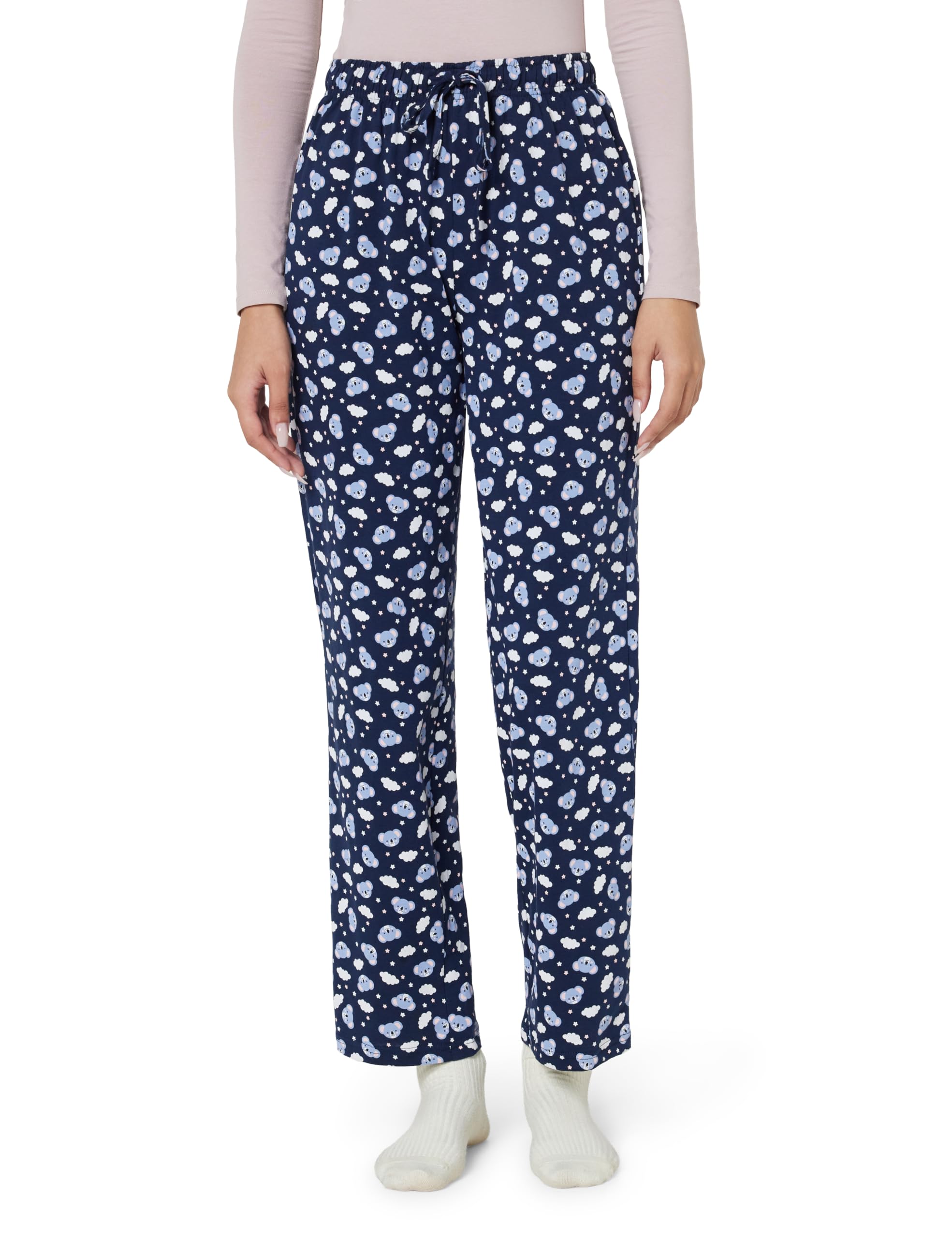 Women Cotton Graphic Printed Knit Casual Style Pyjamas With Drawstring Closure
