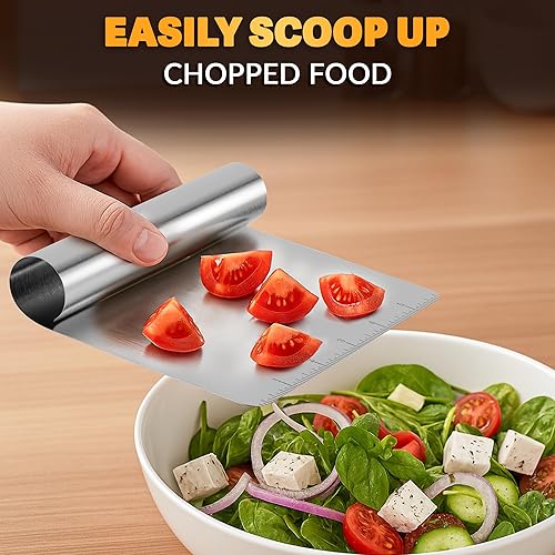 Miniatura 8 de Rascador de banco de cocina – Herramienta raspadora multiusos de repostería con escala de medición, herramienta de corte de masa de pizza y pan,