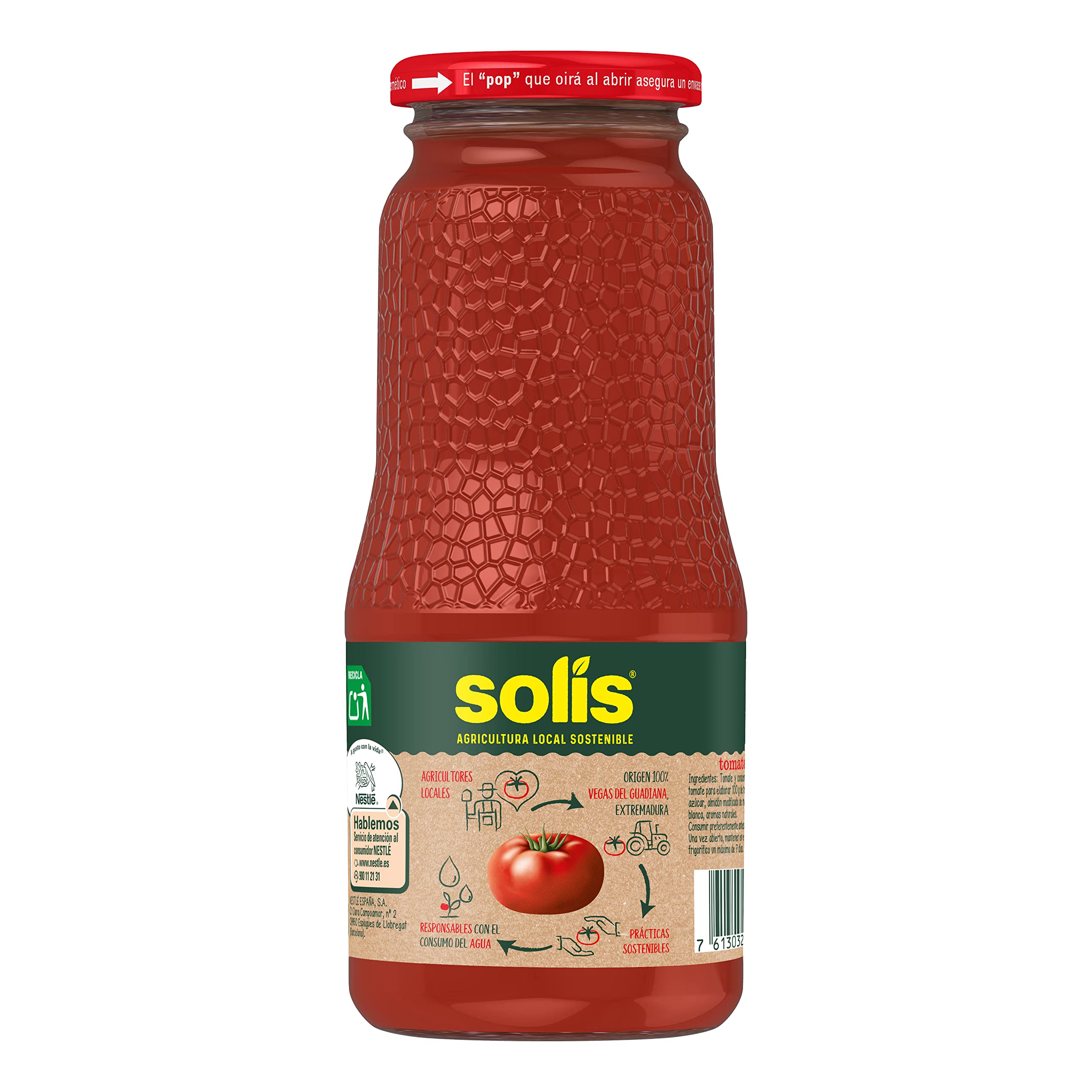SOLIS Tomate Frito Frasco Cristal - Tomate sin gluten - 360 g - Pack de 5