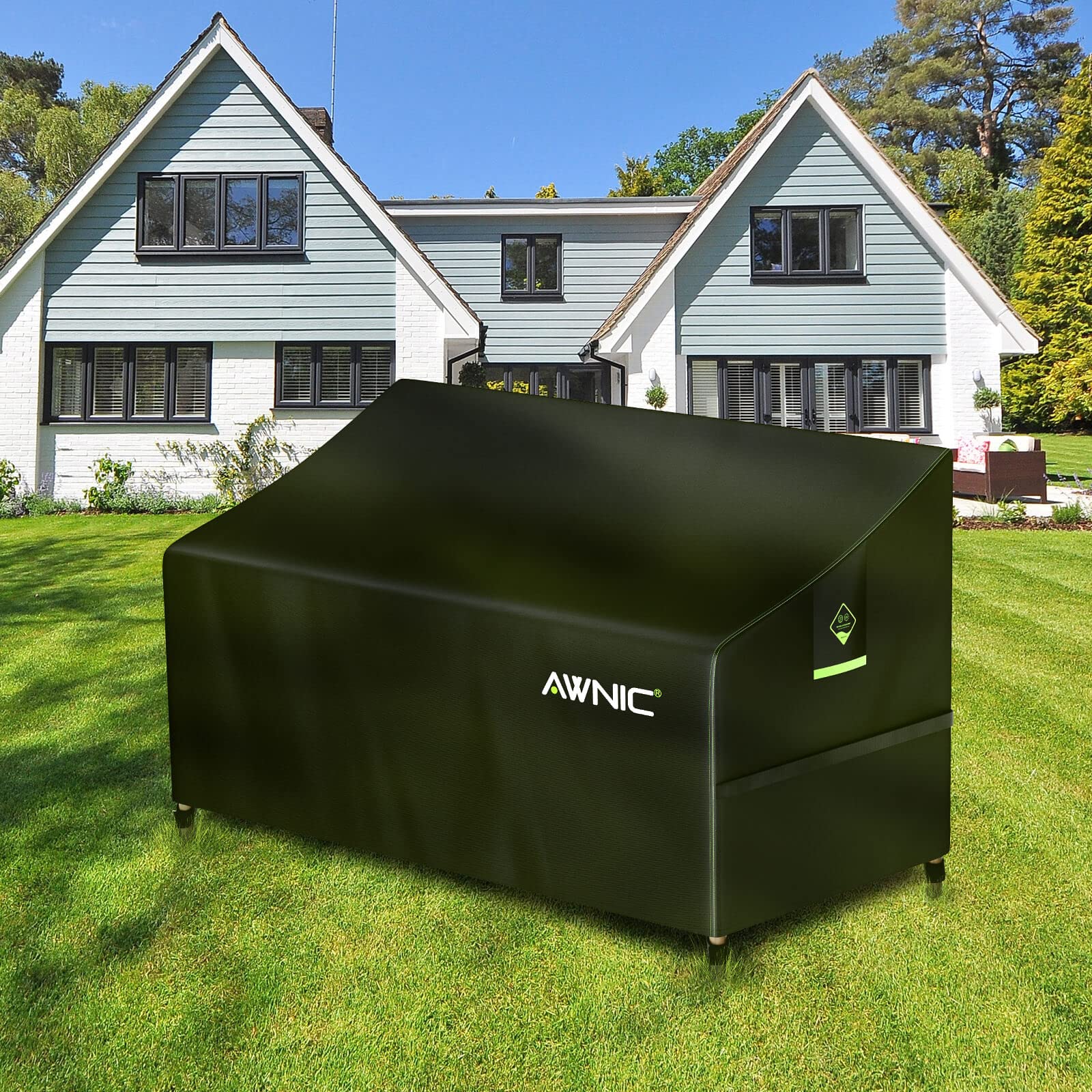 AWNIC Copertura per Panca da Giardino Impermeabile 3 Posti Resistente Agli Strappi e ai Raggi UV Copertura Divano Esterno 420D Poliestere175x85x65/90cm