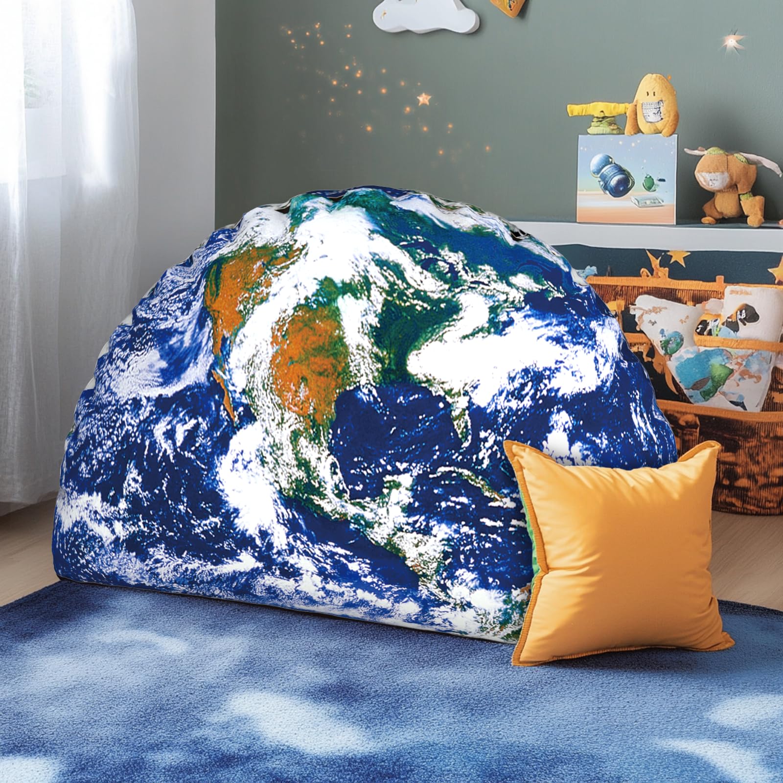 Kopfteilkissen für Kinder, waschbares Fell-Lese- und Bettruhekissen, Rückenstützkissen zum Sitzen im Bett, Bettwäsche-Geschenk für Teenager, Jungen und Mädchen (Jupiter) (Erde)