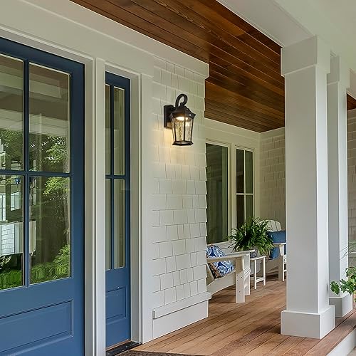 Miniatura 5 de Maxxima Luz LED de pared con sensor de movimiento para exteriores, 3 modos de iluminación, sensor de atardecer a amanecer, negro con vidrio de agua