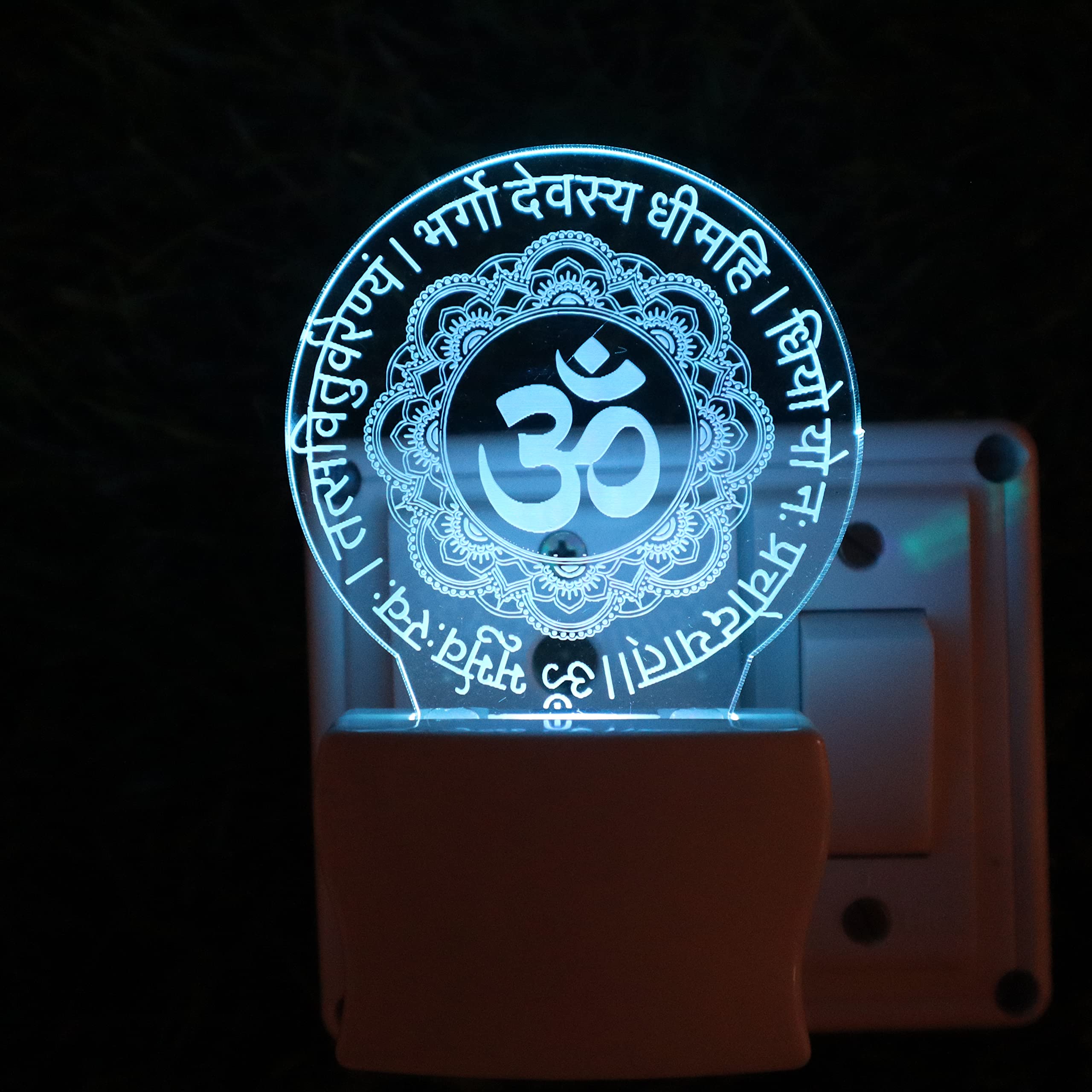 Talgo GAYATRI Mantra 3D Optical Illusion Acrylic Night Lamp, 7 Colors RGB Auto Colour Changing LED Plug and Play Night Light, Office Light, Best for Gift - Pack of 1 (SD114,Multicolour, 3 Inch)-image-28