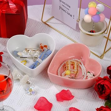 WHJY Cute Heart Shaped Bowls, Red Candy Dish, Cute Candy Bowl for Valentines Day, Date Night