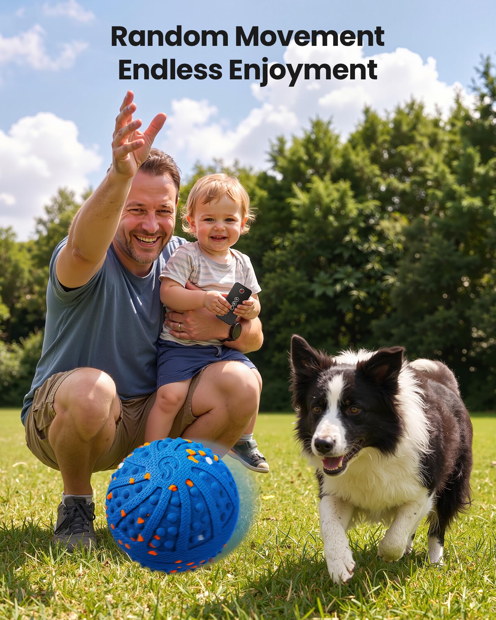 Juguetes interactivos para perros, juguete de bola rodante automática con golpes amigables con los dientes, control remoto, 3 modos de movimiento, bola recargable para perros con material ETPU, IP67