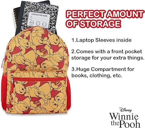 Miniatura 3 de Disney Mochila Winnie the Pooh Mochilas Wiinie the Pooh, Eeyore y Tigger para la escuela (Pooh Gold)