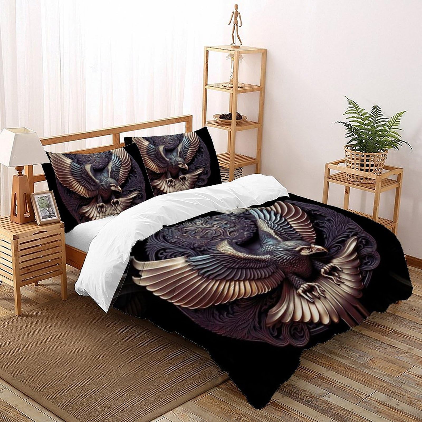 Housse de couette King 220x240cm animaux imprimé 3D microfibre avec taie d'oreiller pour garçon