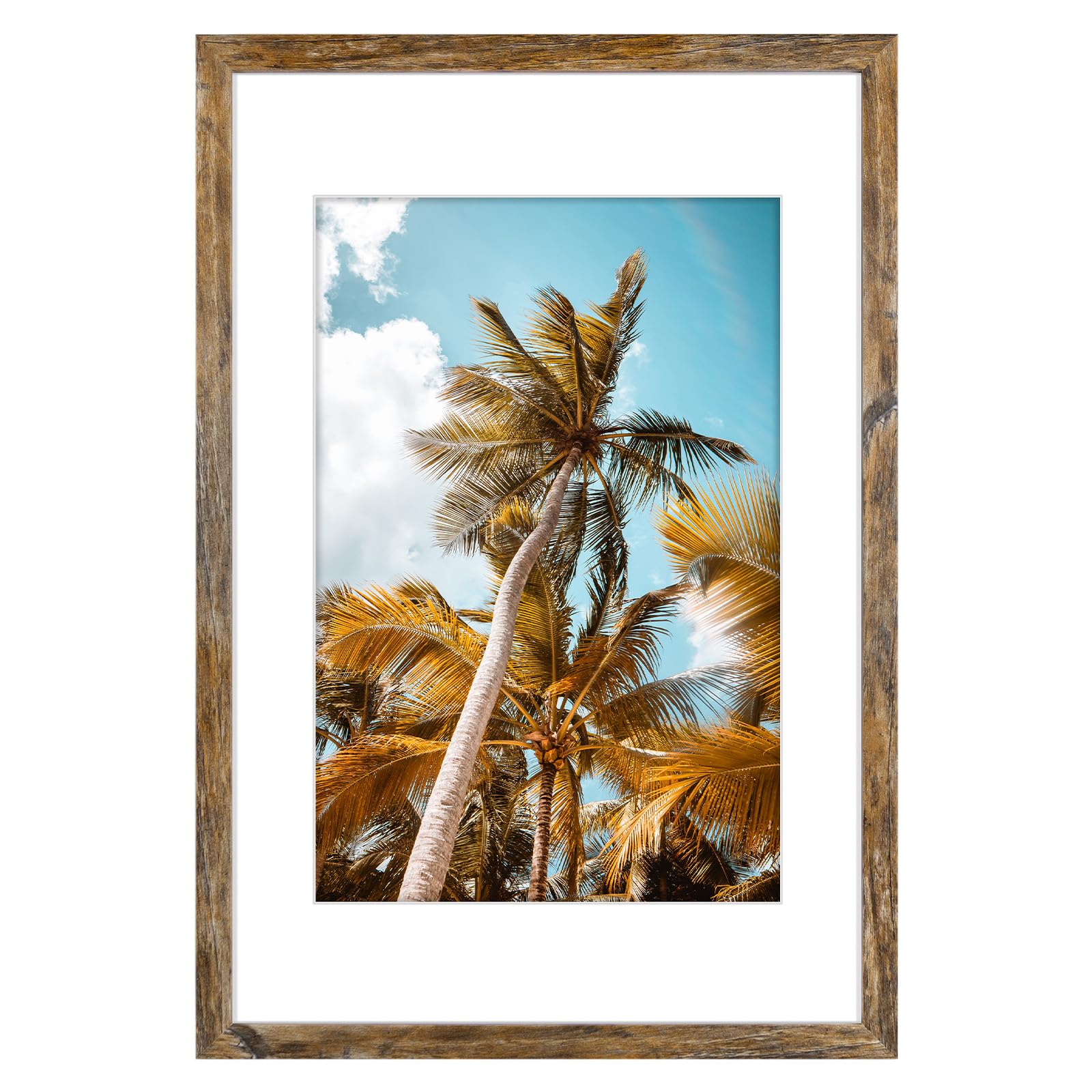 Frametory 16x24 Rustic Brown Picture Frame with Real Glass Mat for 12x18