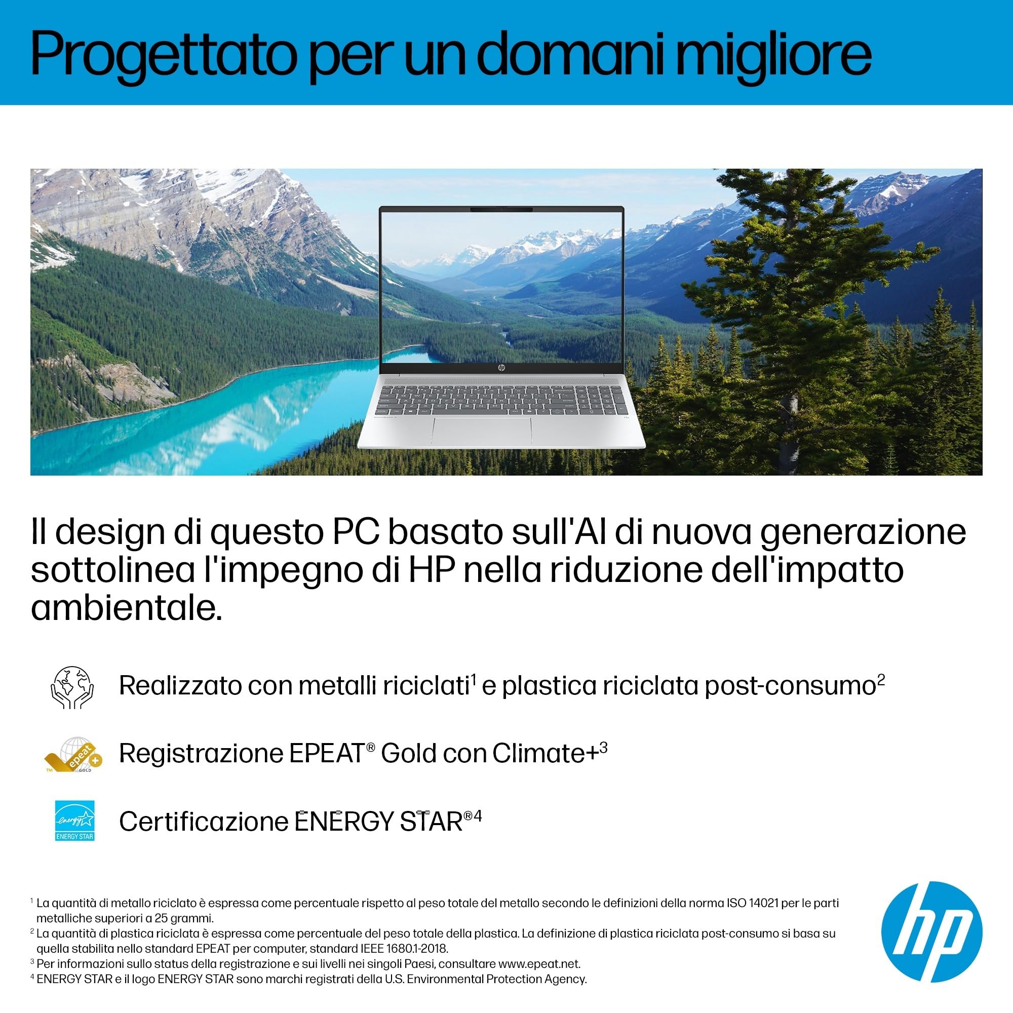 HP OmniBook 5 16-ag1004s Notebook AMD Ryzen AI 7 350 24GB RAM 512GB SSD Windows 11 Tastiera Italiana QWERTY Argento