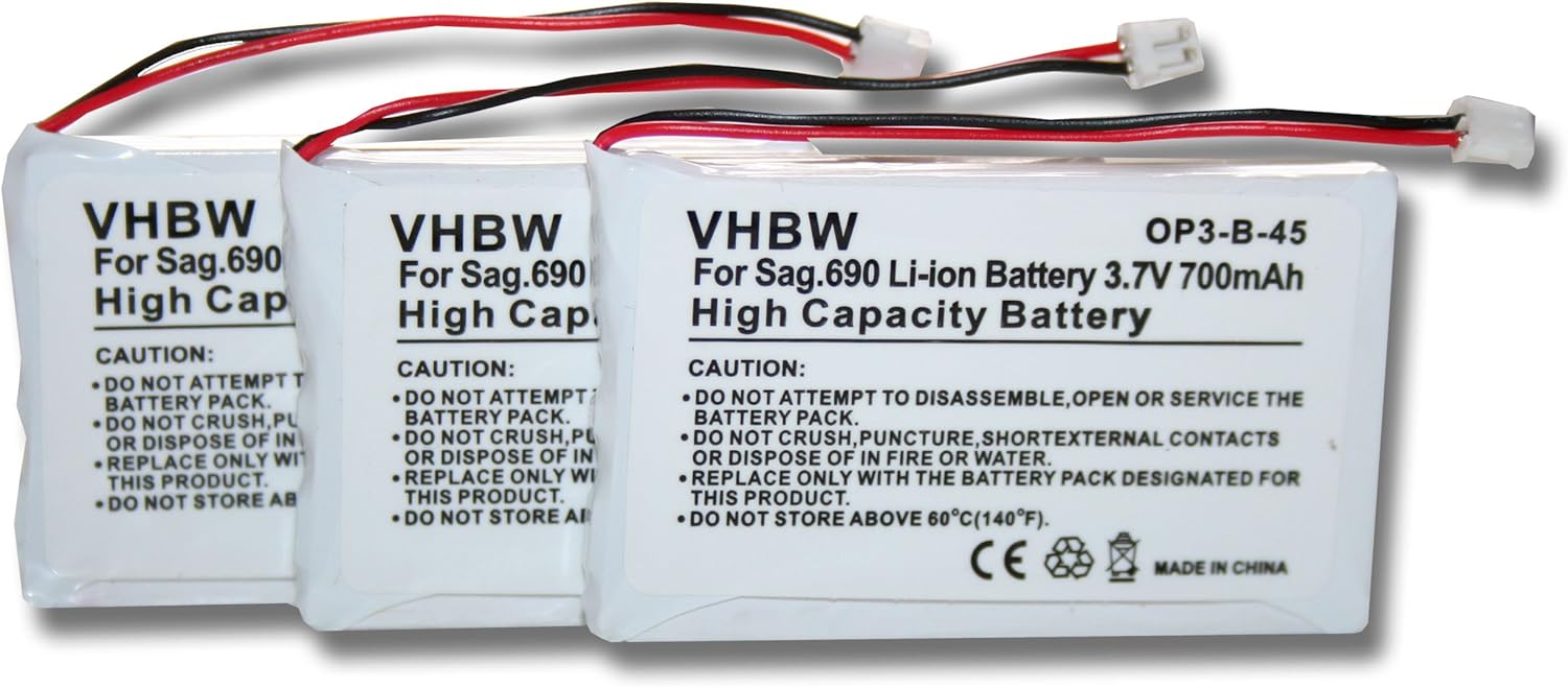 3 x vhbw Set baterías 700mAh para teléfono Fijo inalámbrico SAGEM 690, TELSTRA CTB104, THUB, por 253230694, CTB104, LP043048AH