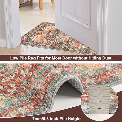 Miniatura 4 de Alfombra lavable de 2 x 6 pies, antideslizante, estilo bohemio, vintage, con parte trasera de goma, resistente a las manchas y pelo bajo, alfombra