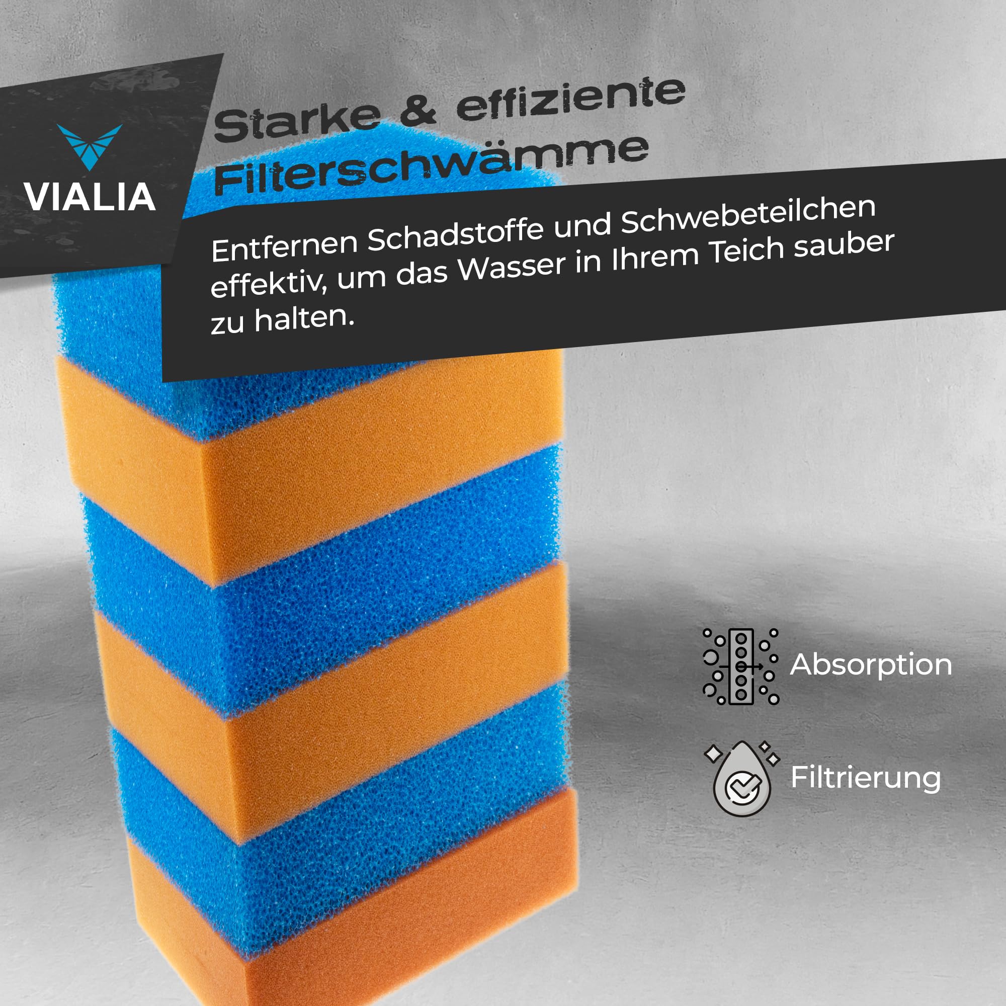 16x Filterschwamm Set kompatibel mit Oase BioTec 18 & Screenmatic | 8X Blau grob (10ppi) & 8X Rot fein (30ppi), Ersatzschwämme 21,5x15,5x9 cm für Teichfilter, Made in Germany