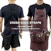 Vista 4 de Woodworking Apron for Men Canvas Work Shop Aprons Waterproof with Tool Pockets for Woodworkers Carpenters