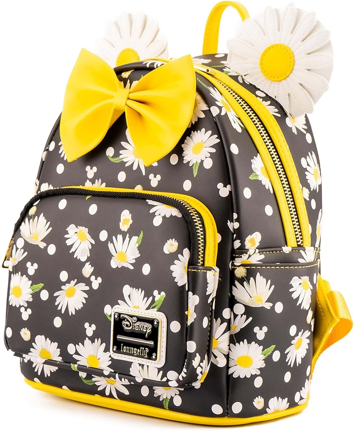 Loungefly Minnie Mouse Daisies Mini Backpack BlackWhiteYellow - Image 2