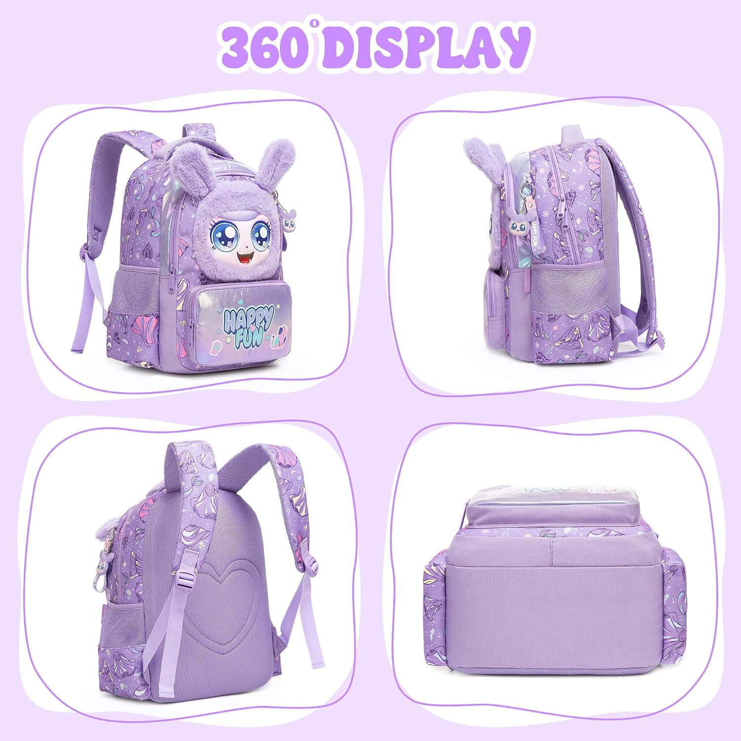 Meetbelify Backpack for Girls Backpacks with Lunch Box Pencil Case for Elementary Student Kids School Travel Bag for Girls Ages 6-8 Years Old