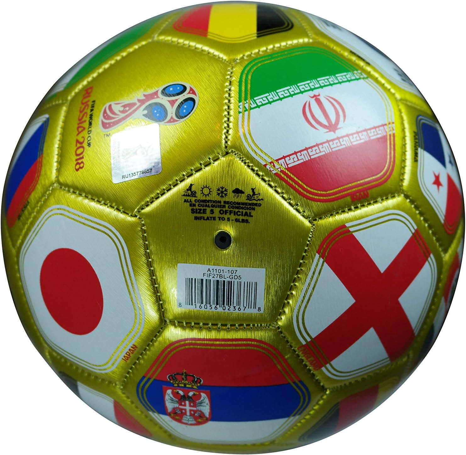 Icon Sports 2018 Russia World Cup Soccer Ball Size 5 Ball S Grade Limited Black