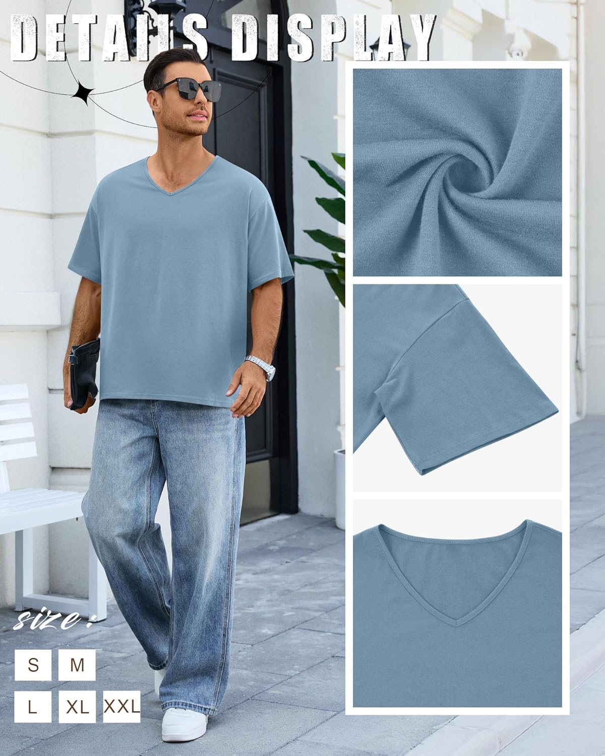 Neer 5 Pack Men's Oversized T Shirts V Neck Short Sleeve Soft Shirts Casual Basic Tee Loose Workout Solid Tops - Image 6