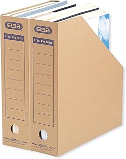 Elba 83521 - Revistero archivador (sistema de lengüetas, con inscripciones impresas para archivado, 12 unidades), color marrón