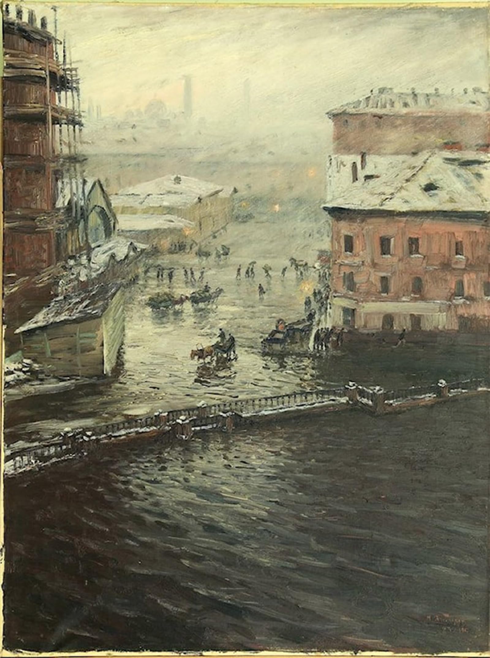 ARTXLXXBN Famous Painting Art Wall Decor Abstract Art Picture Flooding on the Catherine’s Canal in St. Petersburg by Nikolay Dubovskoy Animal Pictures for Home Decor 60x90cm