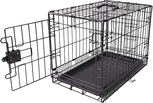 Amazon Basics Durable, Foldable Metal Wire Dog Crate with Tray, Single Door, 30 x 19 x 21 in, Black
