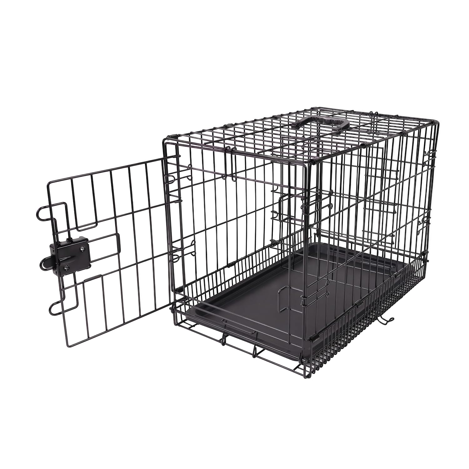 Amazon Basics Portable, Foldable Metal Wire Dog Crate with Removable Tray, Single Door, Divider Panel, Quick Setup, 30 x 19 x 21 in, Black