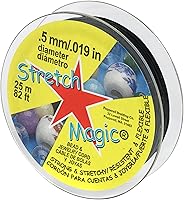 Vista 9 de Stretch Magic Cordón elástico para cuentas – Color negro, 0.020 in de diámetro, 32.8 ft (32 pies) – Cuerda fácil de anudar, fuerte y elástica