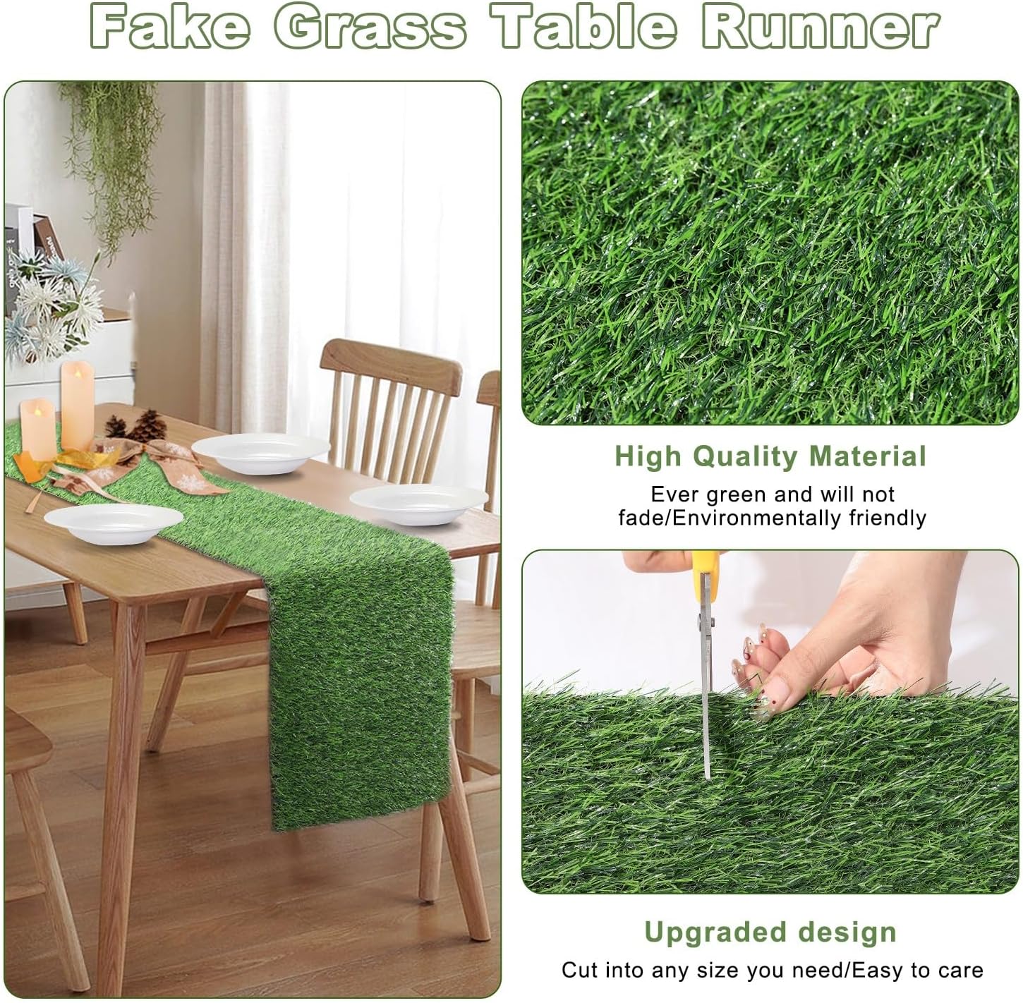 Artificial Grass Table Runners-13 x 120 Inches Faux Grass Table Runner for Golf Themed Party,Synthetic Turf Table Runner for Wedding Party, Birthday, Banquet, Baby Shower, Home Decor