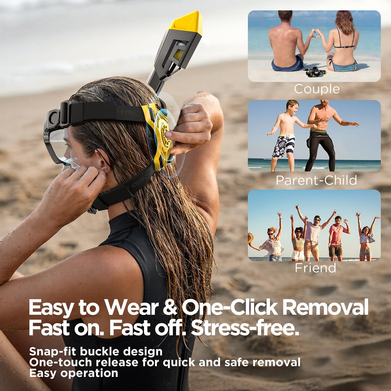 Full Face Snorkel Mask for Adults Teen, Snorkel Mask with Ear Equalization, Quick Release Anti-Leak and Anti-Fog with Mesh Bag for Snorkeling, Lightweight Diving Mask, Swimming, One Size - Image 6