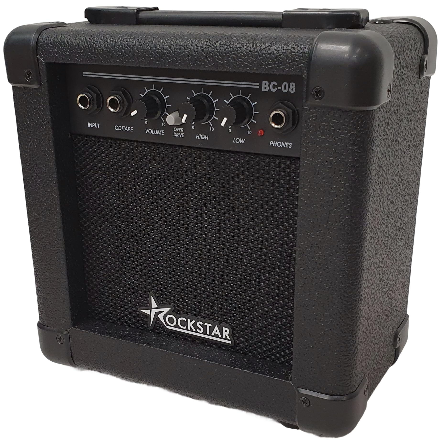 Rockstar - Amplificador de Guitarra Eléctrica BC08-0357 | 10W Potencia | Altavoz 5" Full Range | Canales Clean y Drive | Salida Auricular, Entrada Auxiliar CD/Tape