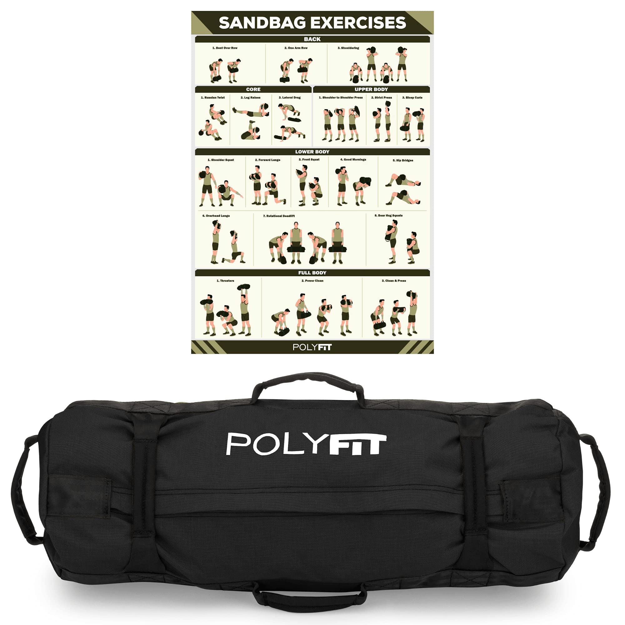 Polyfit Classic Sandbag - Workout Sandbag with 8 Gripping Handles