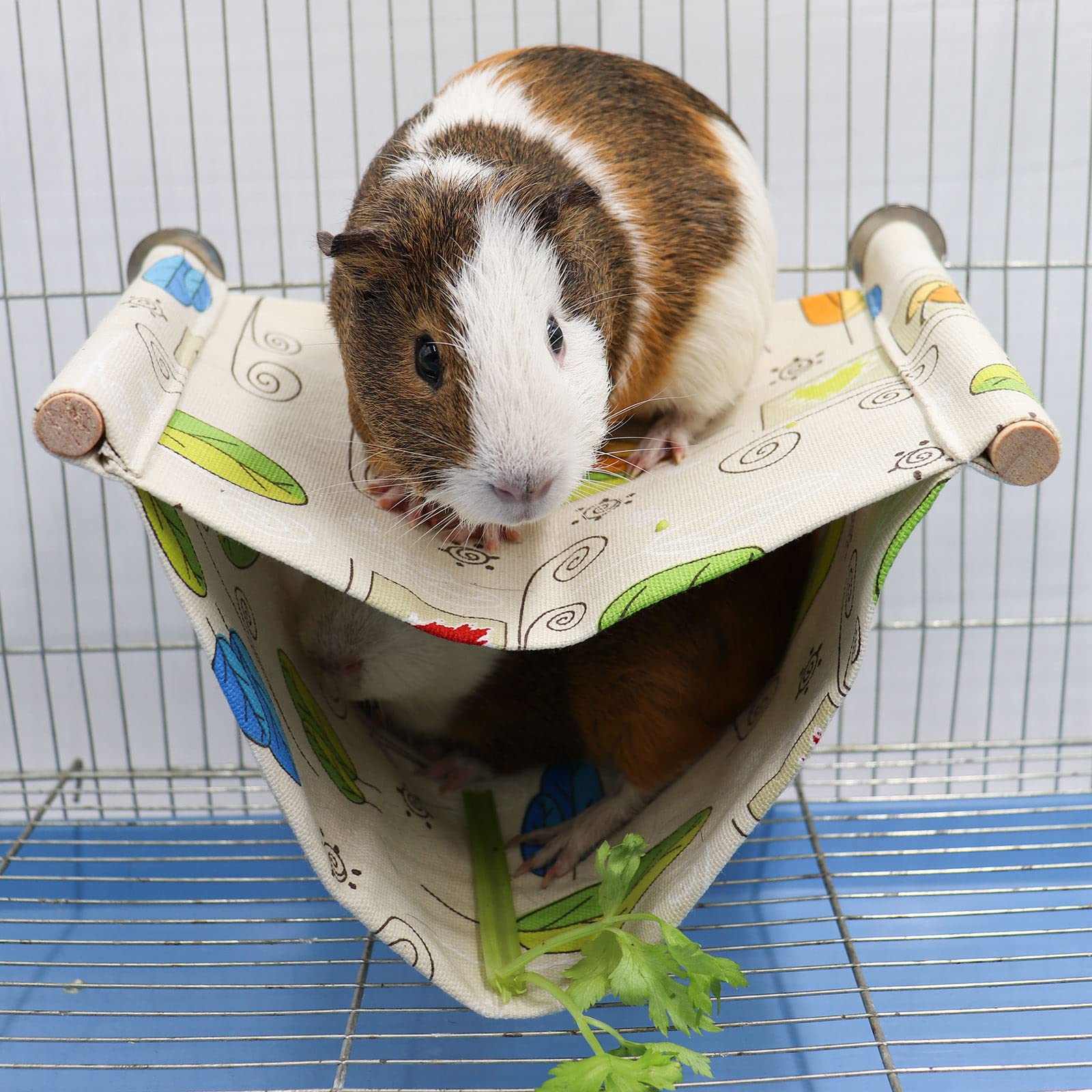 Dnoifne Summer Rat Hammock, Double Layer Hanging Birds Nest Bed, Bird Cage Stand Perch, Hideaway Cave Bed Tent, Sleep Bed Cage Accessories for Rat Guinea Pig Chinchilla