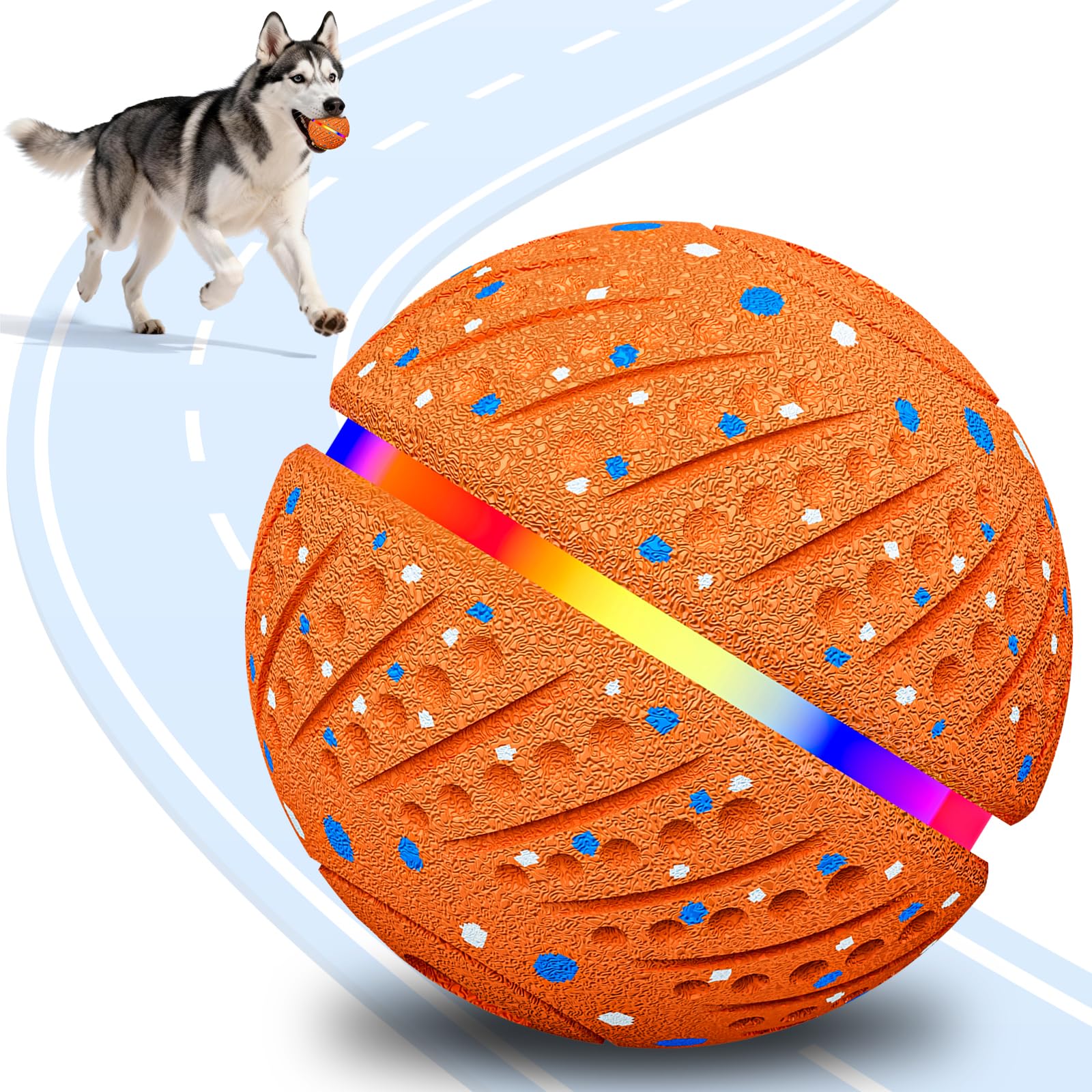 Pelota Interactiva Inteligente con Luces LED para Perros – 3 Modos de Juego Automáticos, Impermeable y de Carga Rápida – Goma Natural Material Suave y Seguro para Perros Pequeños/Medianos