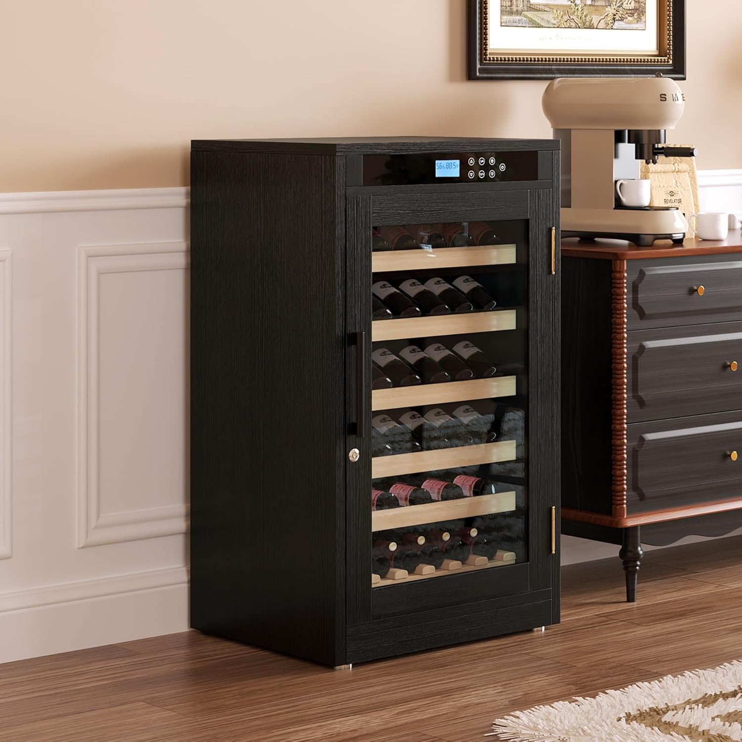 LED Touch Screen Display Constant Temperature Black Grape Wine Cooler
