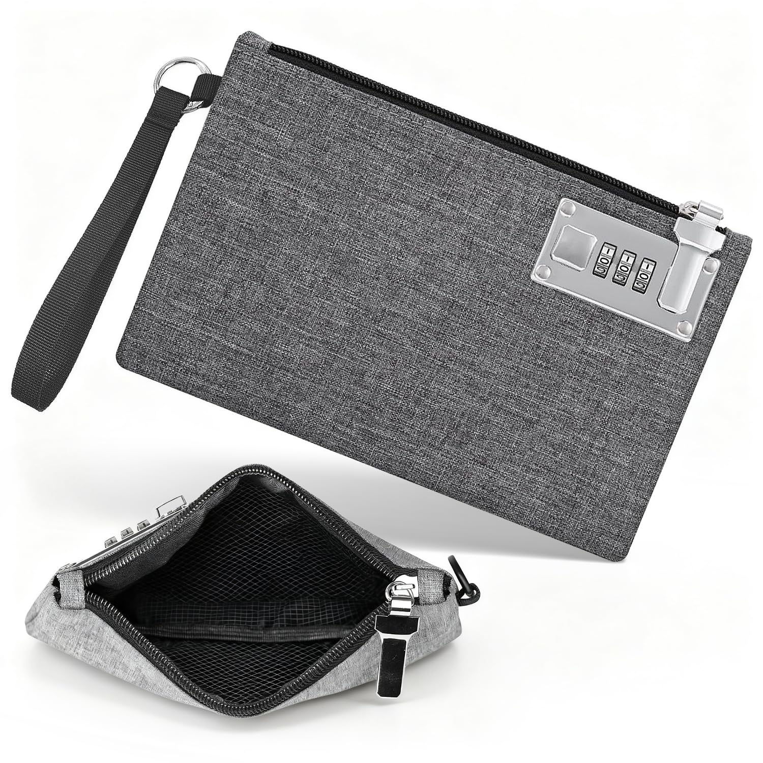 Caja Dinero Bolsa con Cierre de Contraseña 25×17 cm Caja Fuerte Pequeña Porta Documentos Portadocumentos Coche Bolsa de Viaje Seguridad para Proteger el Guardar Dinero Pasaportes y Otros Objetos de va