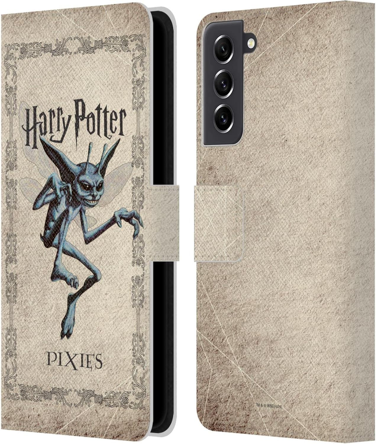 Head Case Designs Officially Licensed Harry Potter Cornish Pixies Creature Chamber of Secrets II Leather Wallet Case Compatible with Samsung Galaxy S21 FE 5G