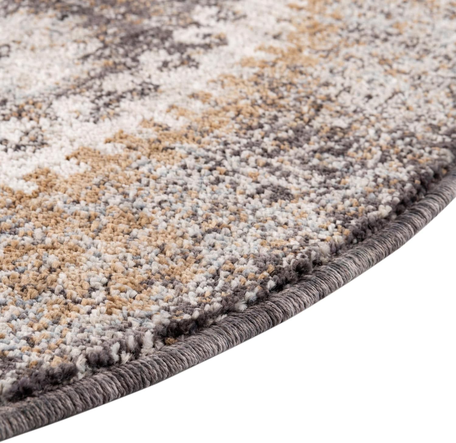 Rugs.com Eco Southwestern Collection Rug – 3 Ft Round Charcoal Gray Medium Rug Perfect for Kitchens, Dining Rooms