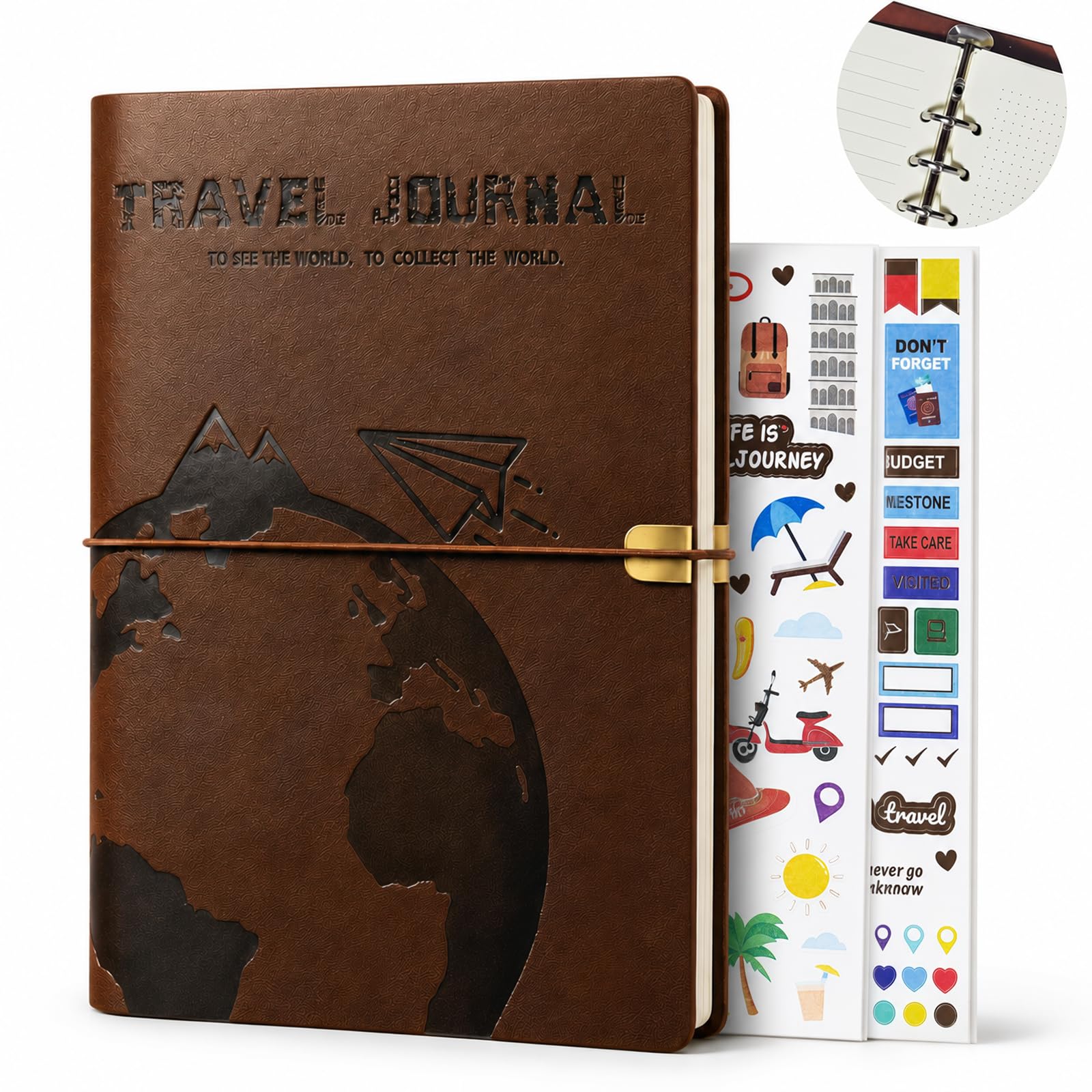 GoShambar Reisetagebuch für Damen und Herren, Leder, Reisetagebuch, Notizbuch und Abenteuerbuch, Reiseplaner, Erinnerungstagebuch, Reisegeschenke (braun)