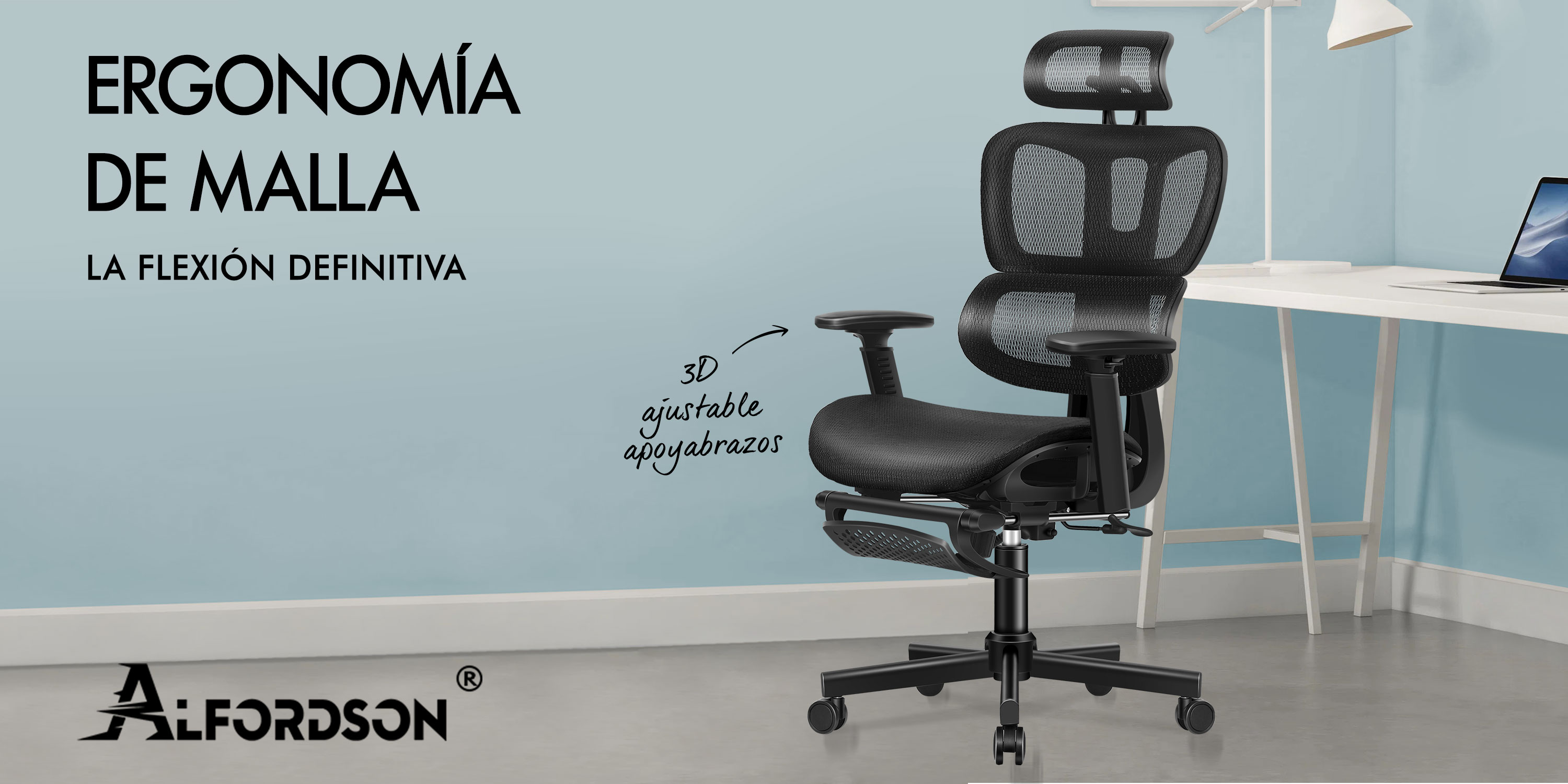 ALFORDSON Sedia Ufficio Ergonomica Conrad - Schienale Fisso In Rete, Supporto Lombare, Braccioli Ribaltabili, Portata 180kg, Nero