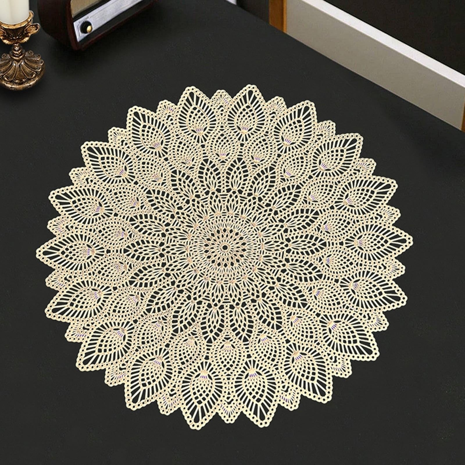 Set de table plume de paon doré de 38 cm en lot de 6 pour décoration chic de table de cuisine