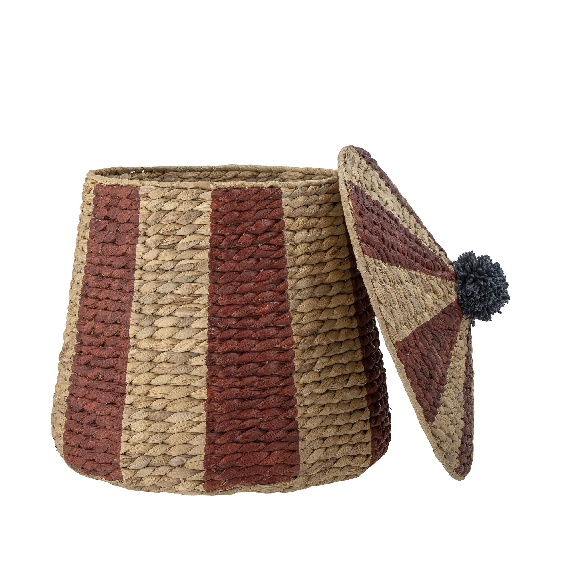 Bloomingville Mini Birsen Korb mit Deckel aus Wasserhyazinthe hergestellt, in der Farbe: Rot, Maße: 40 x 40 cm, 82054111