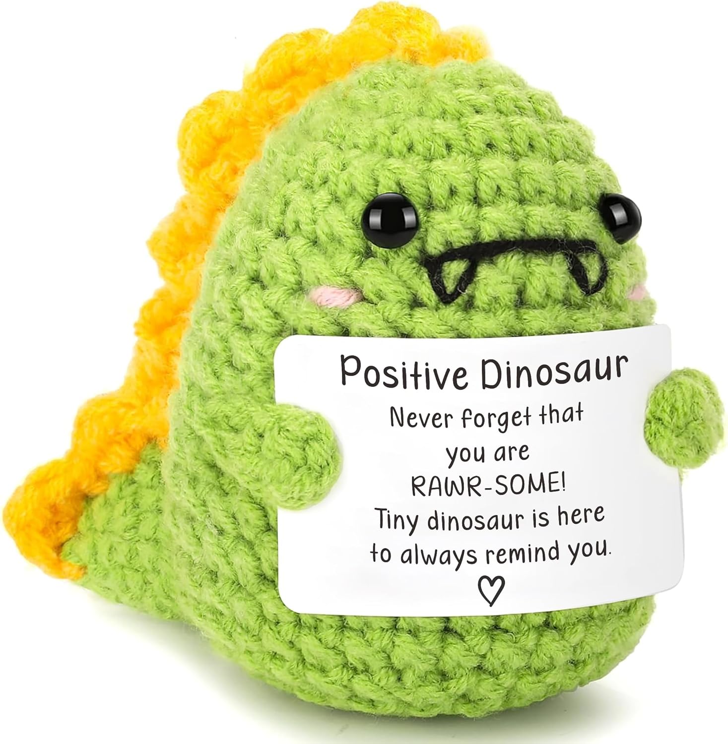 Handmade Crochet Animals Gifts for Women Men Inspirational Positive Dinosaur Gifts for Mom Dad Daughter Birthday Gift for BFF Coworker Cheer up Encouragement Present Home Office Decor