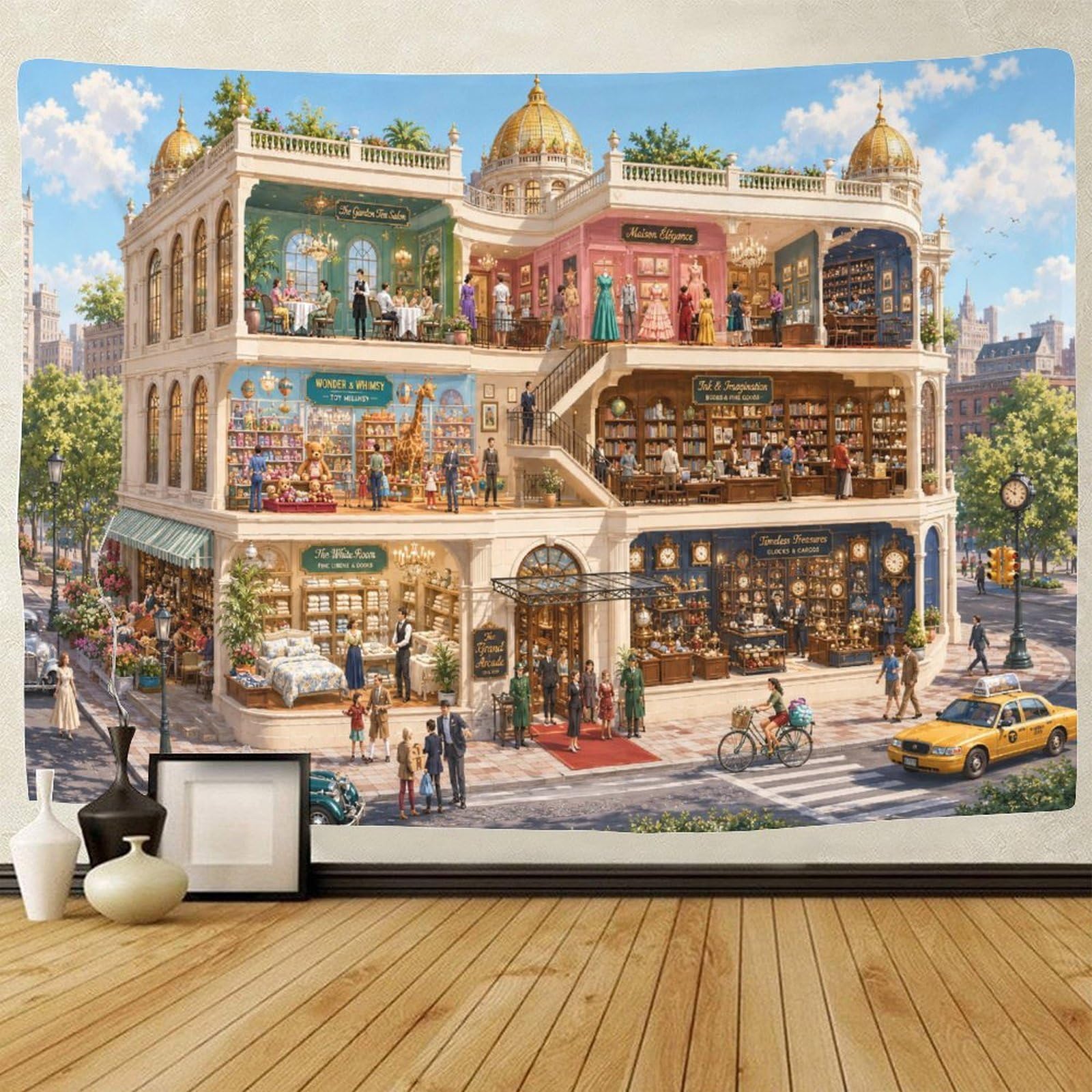 GPMNBCXZK Vintage Department Store 3D Print Wall Hanging Decor Wall Tapestry Tapestries Home Decoration Curtain Bedroom Living Room 150cmx200cm