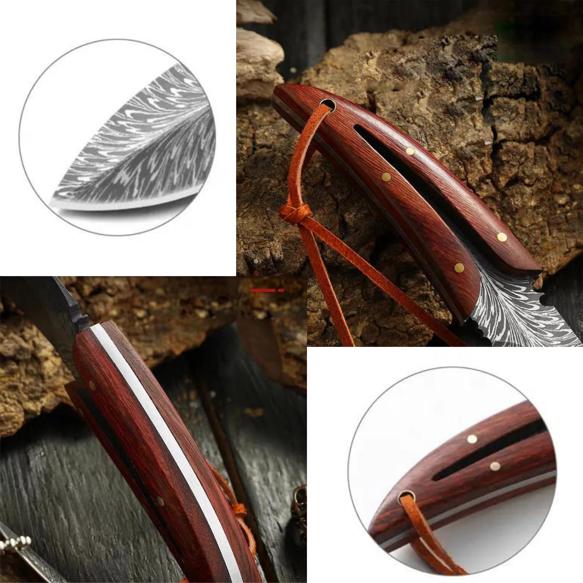Couteau Lame fixe -20 cm- couteau collection-manche bois- étui cuir haute qualité-idée cadeau ; Livré prêt à offrir !!!