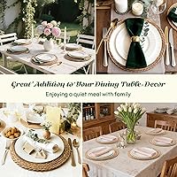 Vista 4 de 13 in Round Woven Placemats Plate Chargers Set of 12, Boho Farmhouse Rustic Woven Place Mats for Kitchen Dining Party Table Decor, Rattan Wicker