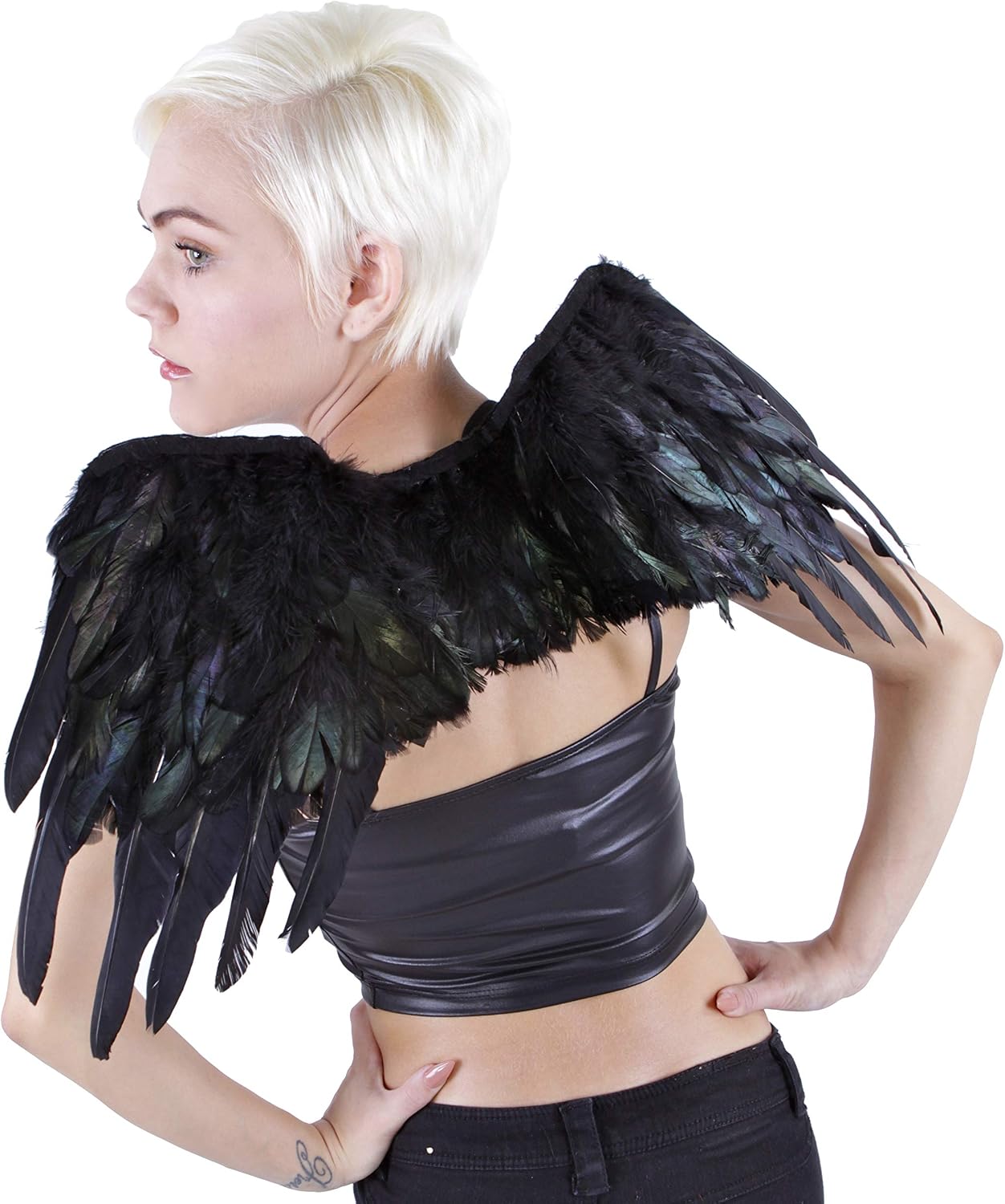 ZUCKER Black Feather Shawl Women Halloween Costumes Cosplay, Adult Feather Cape