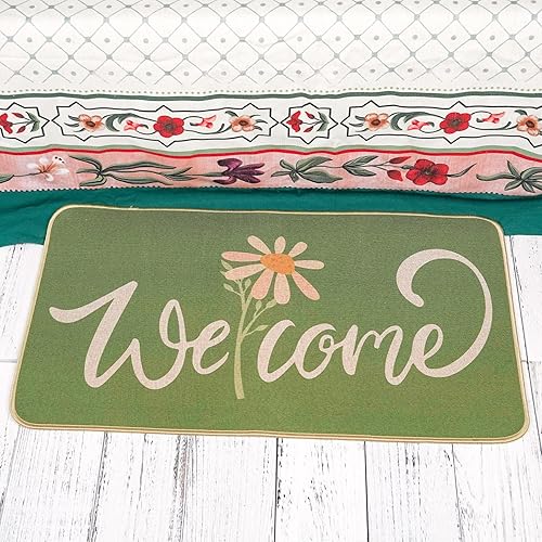 Miniatura 4 de Tapete decorativo de bienvenida de primavera, tapete decorativo de flores para casa de campo de bajo perfil, tapete para decoración del hogar,