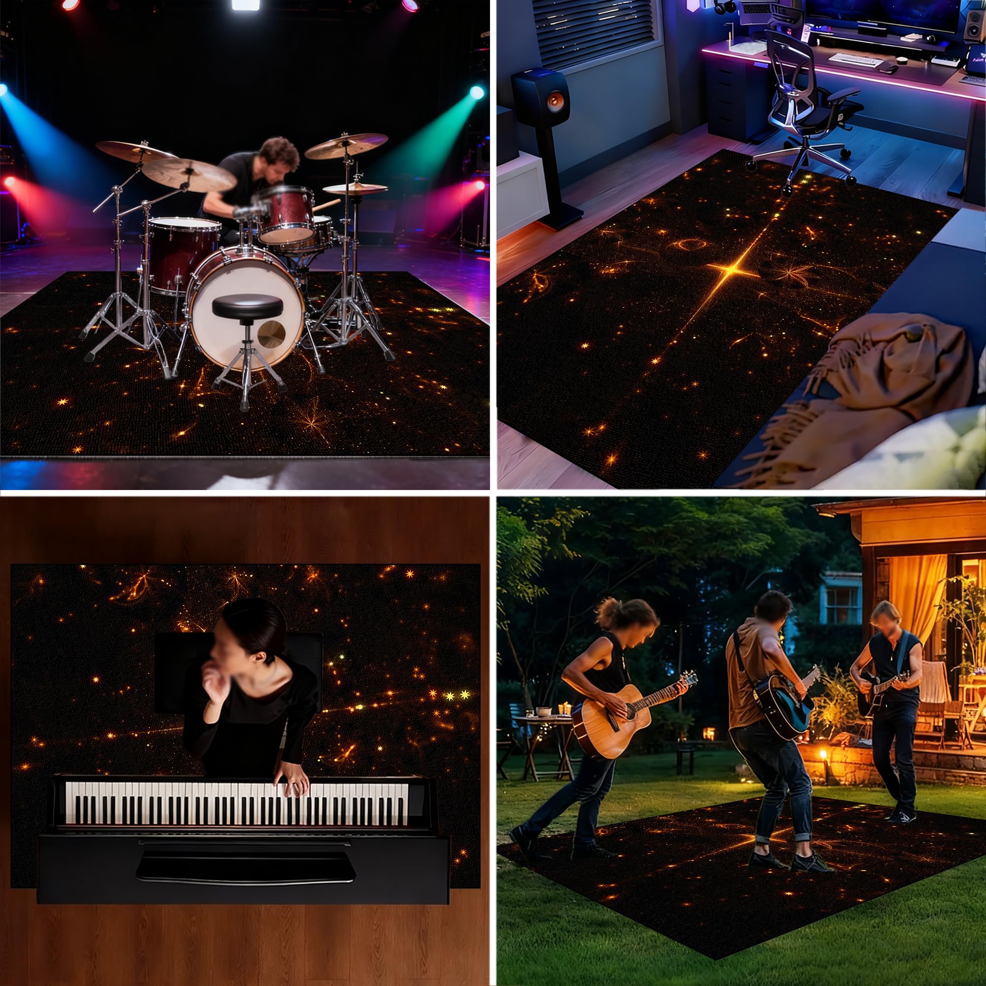 Dywan z baterią akustyczną, dźwiękoszczelny dywanik z baterią, elektroniczny dywanik do bębna basowego, antypoślizgowy do bębna basowego i innych elementów zestawu dywaników do dywanika 150 x 120 cm