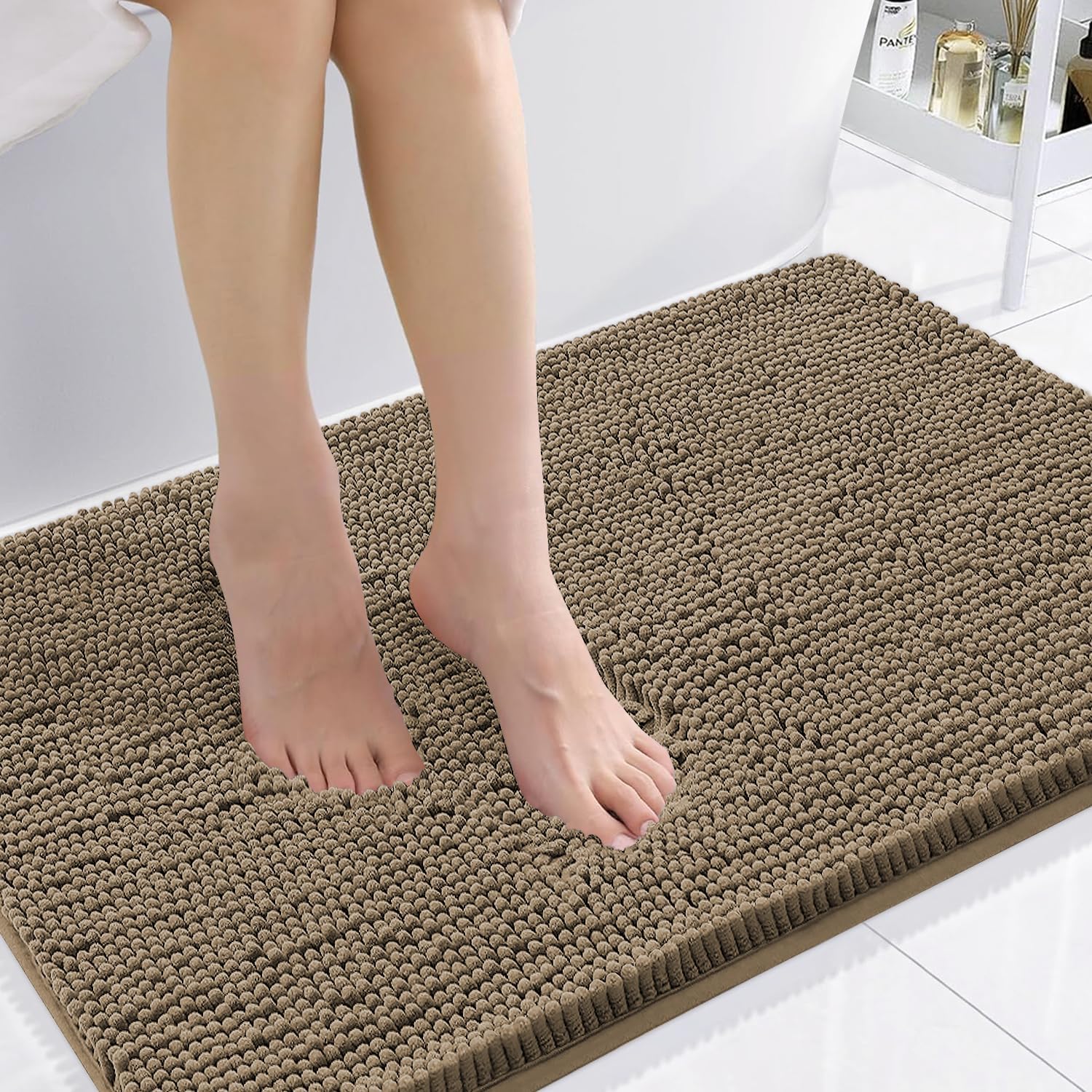 Smiry Luxury Chenille Bath Rug 36x24, Soft Non-Slip Shag Mat
